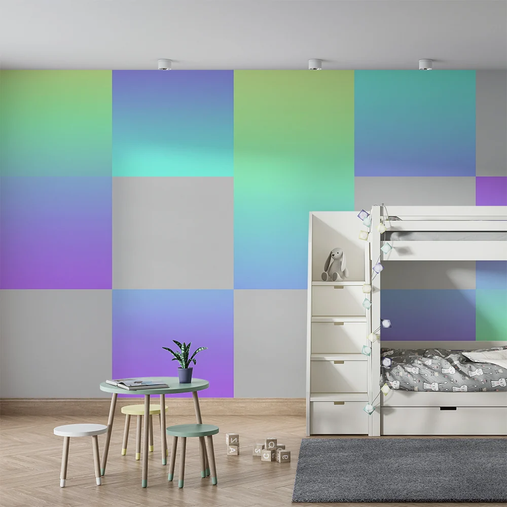 Papel de parede crianç | Motivo degradê pastel com tons vibrantes