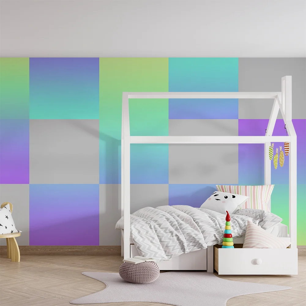 Papel de parede crianç | Motivo degradê pastel com tons vibrantes