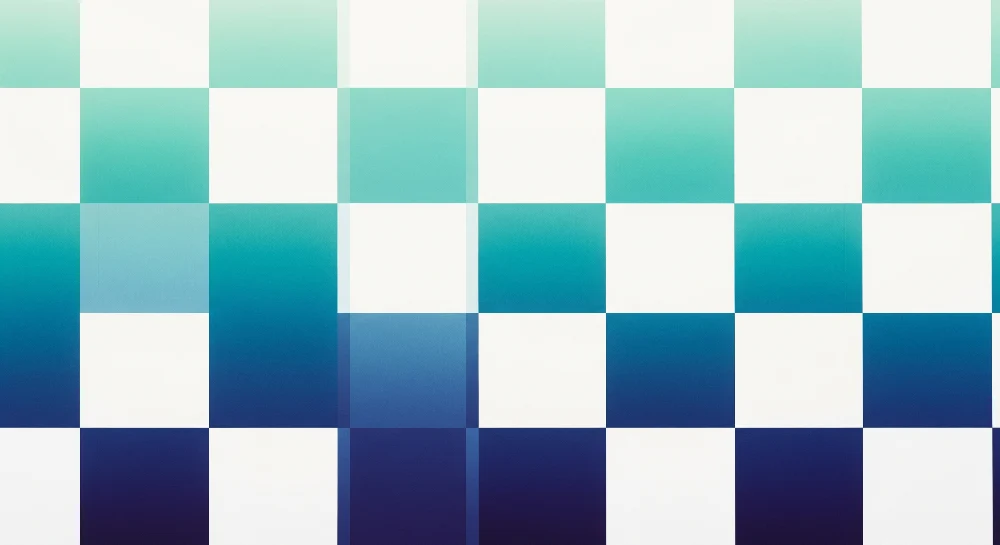 Papel de parede crianç | Motivo geométrico em degradê de azul e branco