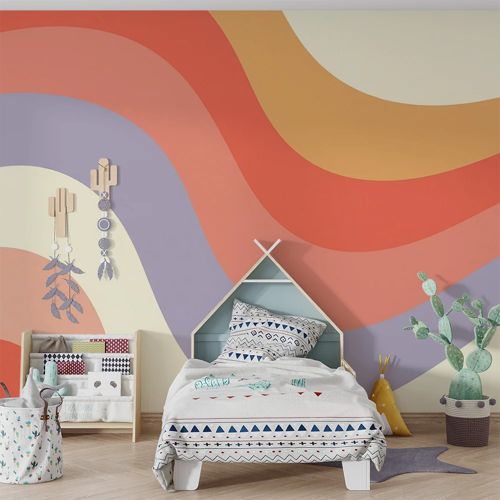Papel de parede crianç | Ondas coloridas em tons suaves e suaves