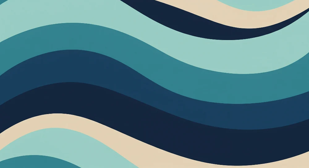 Papel de parede crianç | Ondas estilizadas em tons de azul e bege