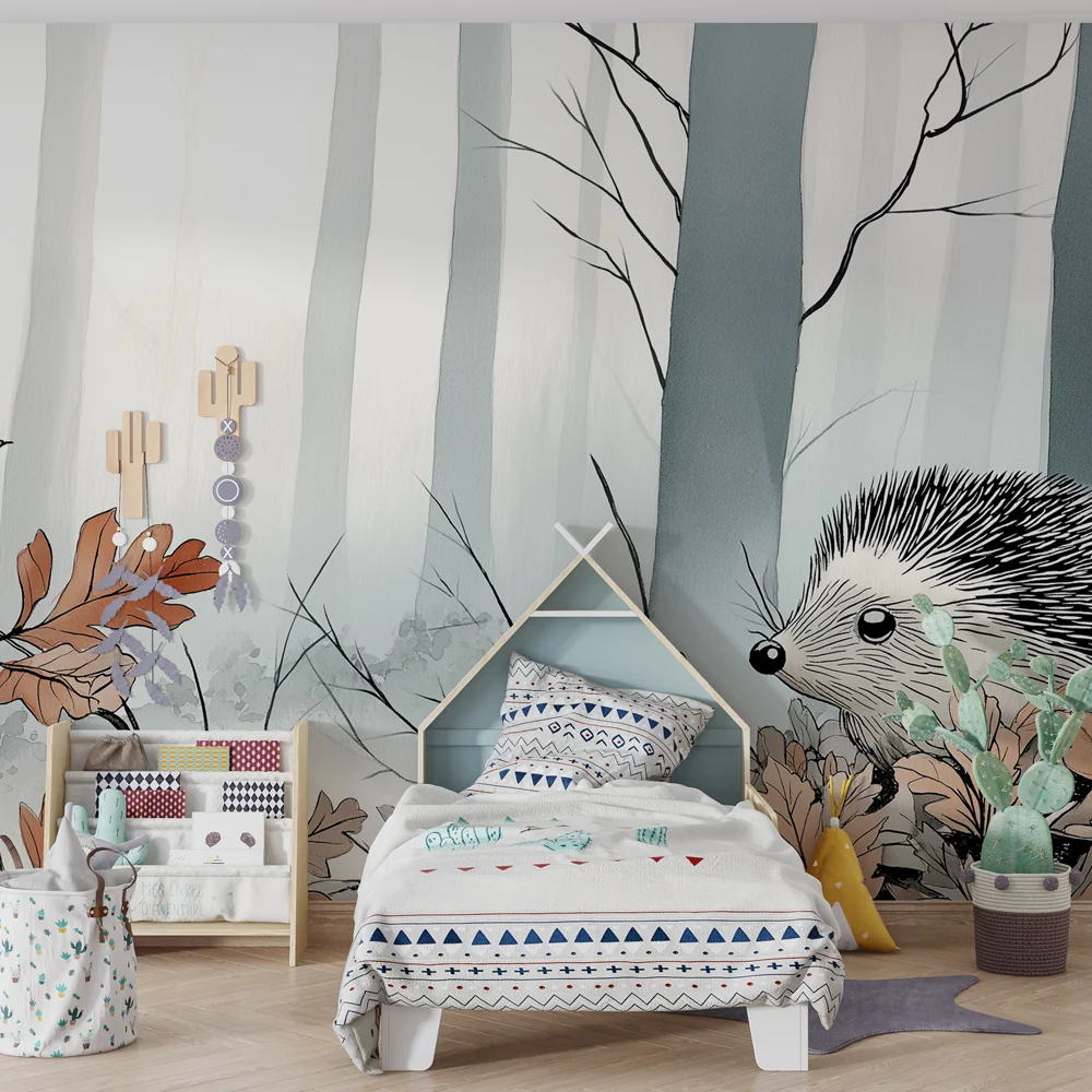 Papel de parede crianç | Ouriço em uma floresta tranquila