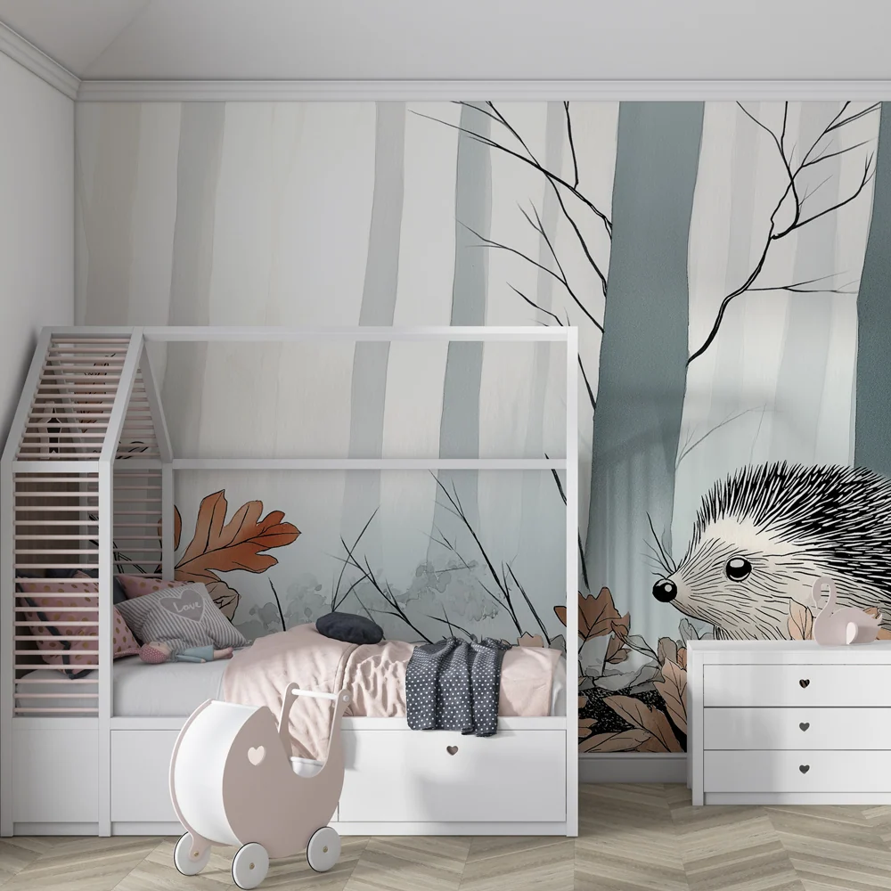 Papel de parede crianç | Ouriço em uma floresta tranquila