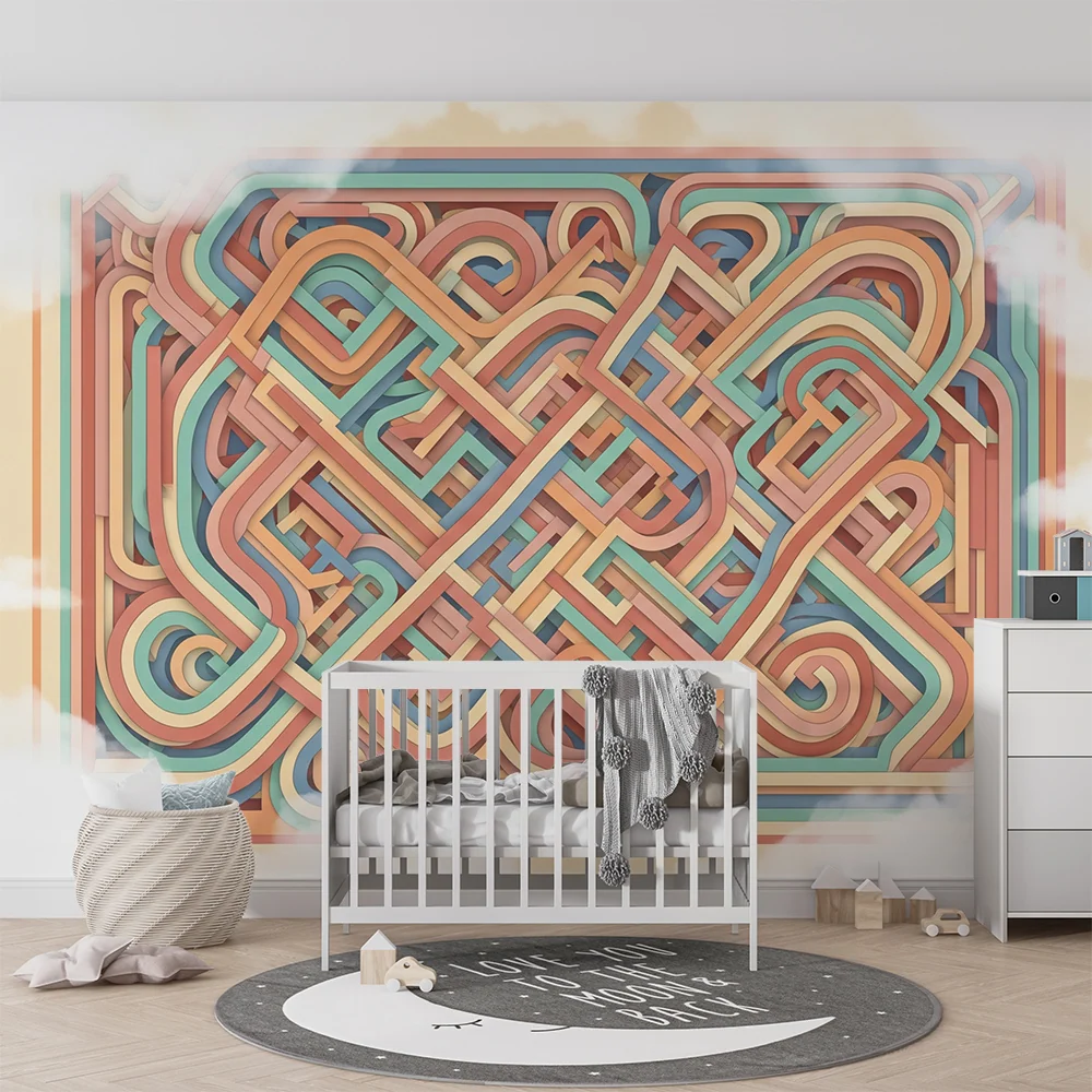 Papel de parede crianç | Padrões abstratos coloridos com linhas entrelaçadas
