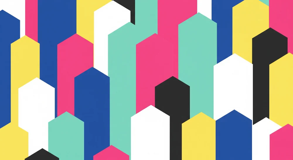 Papel de parede crianç | Padrões geométricos coloridos com hexágonos vibrantes
