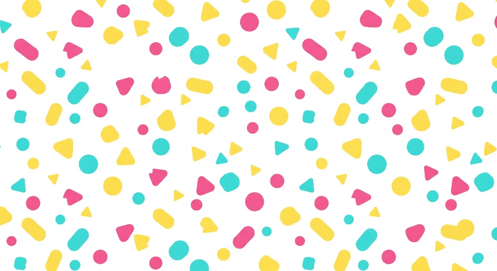 Papel de parede crianç | Padrões geométricos tricolores em fundo branco