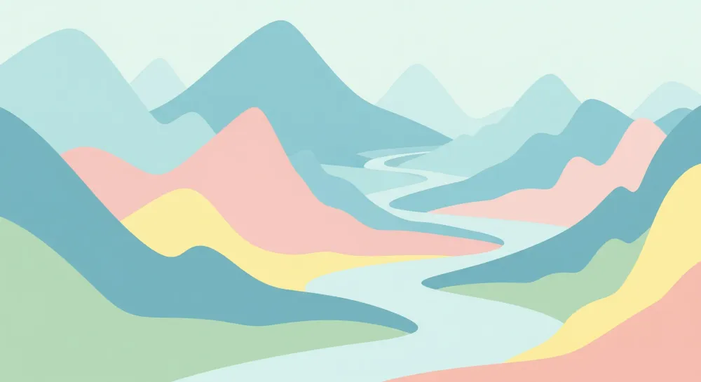 Papel de parede crianç | Paisagem abstrata em tons suaves de cores pastel