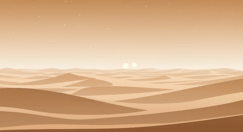 Papel de parede crianç | Paisagem desértica com tons suaves e estrelas cintilantes