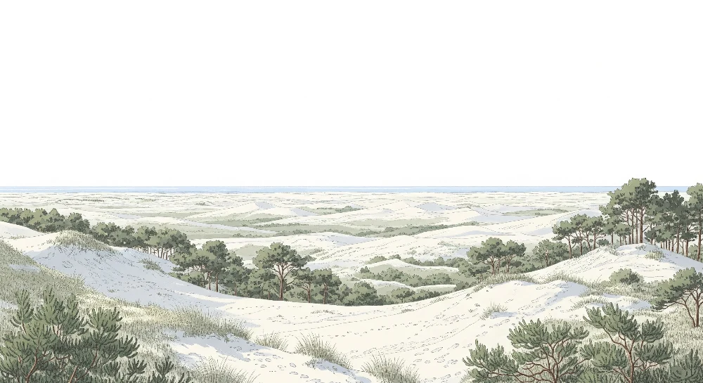 Papel de parede crianç | Paisagem de dunas e mar tranquilo