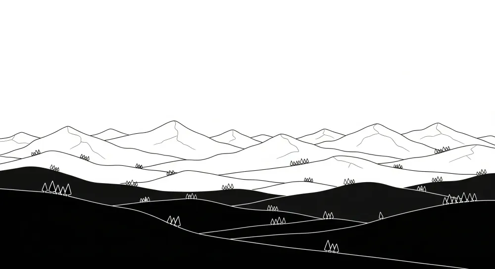 Papel de parede crianç | Paisagem de montanha em preto e branco minimalista