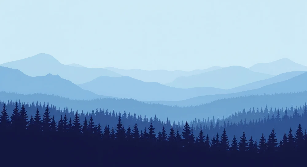 Papel de parede crianç | Paisagem montanhosa tranquila com florestas azuladas