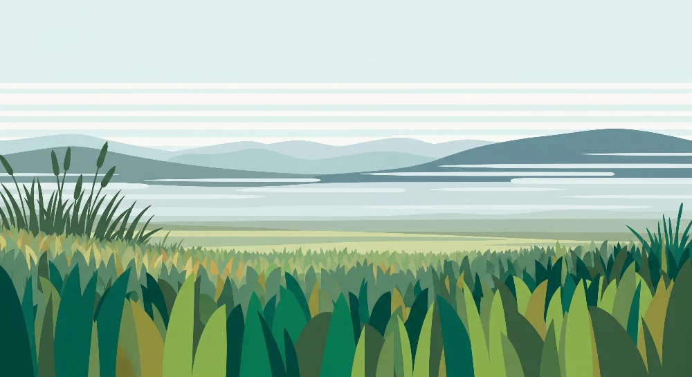 Papel de parede crianç | Paisagem verdejante com colinas e céu sereno