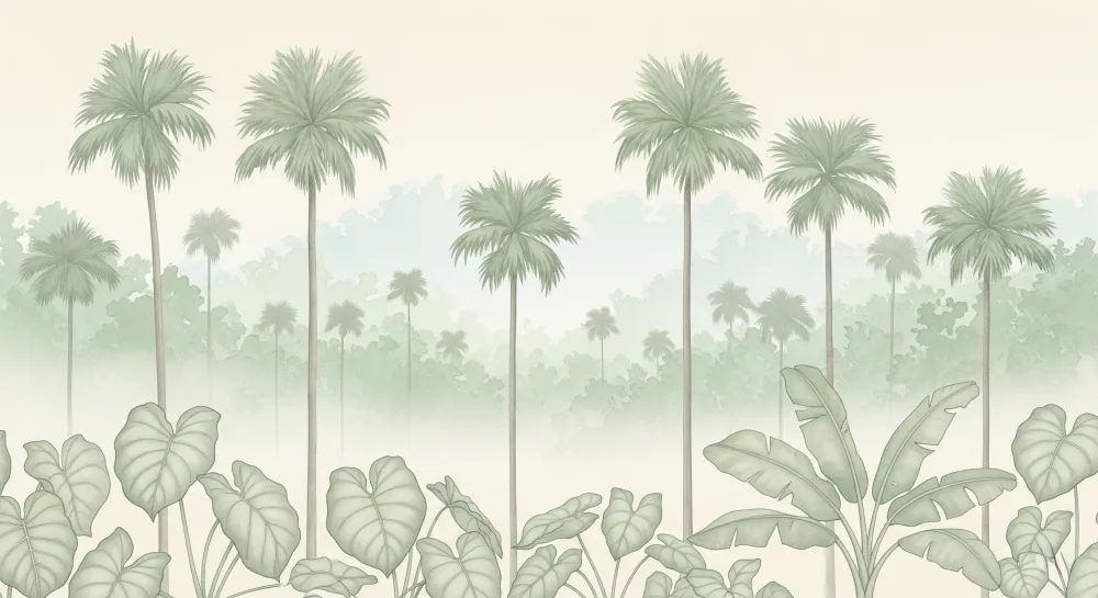 Papel de parede crianç | Palmeiras luxuriantes e selva suave