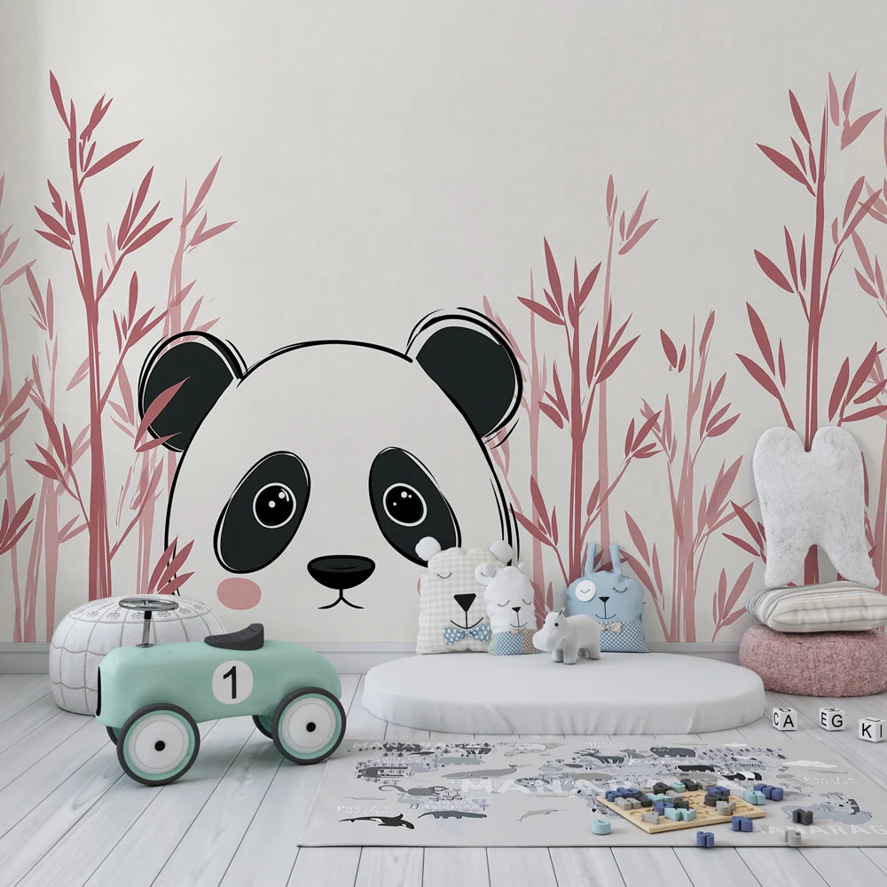 Papel de parede crianç | Panda adorável e bambu delicado