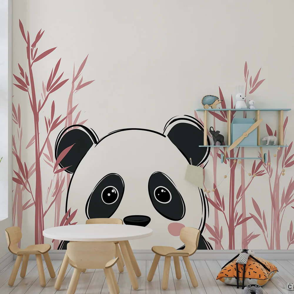 Papel de parede crianç | Panda adorável e bambu delicado