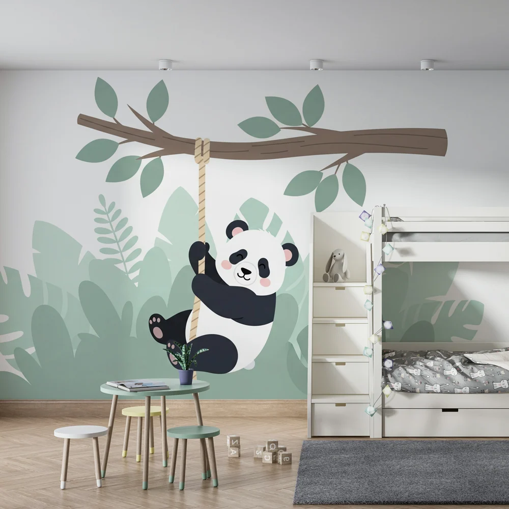 Papel de parede crianç | Panda travesso na selva