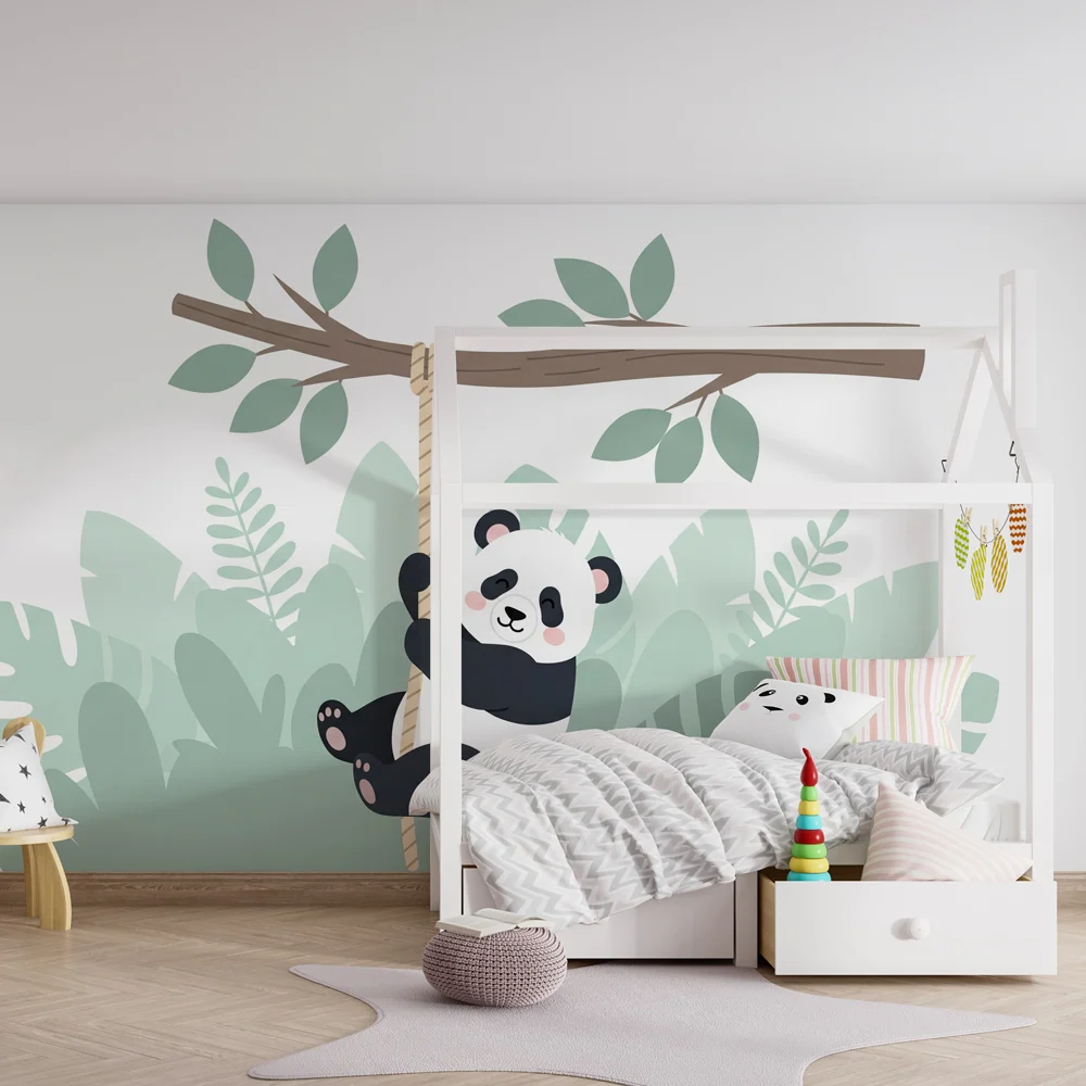 Papel de parede crianç | Panda travesso na selva