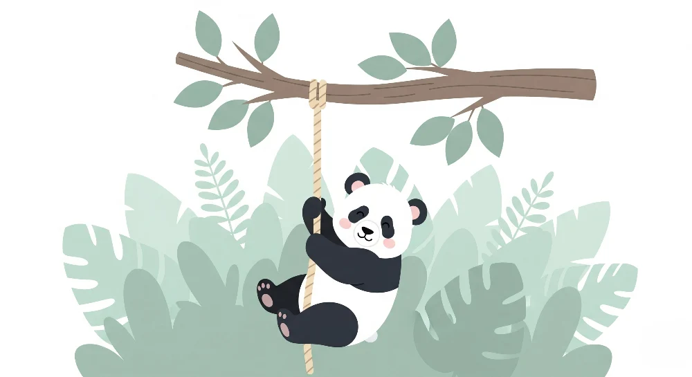 Papel de parede crianç | Panda travesso na selva