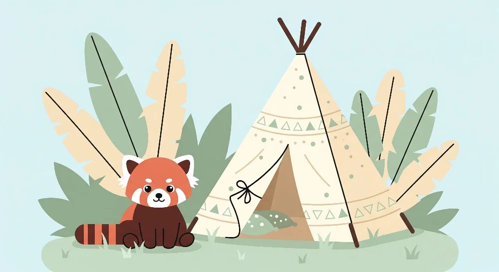 Papel de parede crianç | Panda vermelho e aventura tipi