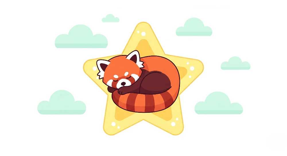 Papel de parede crianç | Panda vermelho dormir numa estrela
