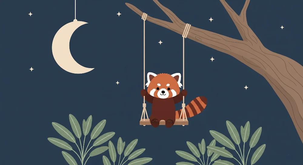 Papel de parede crianç | Panda vermelho sob um céu estrelado