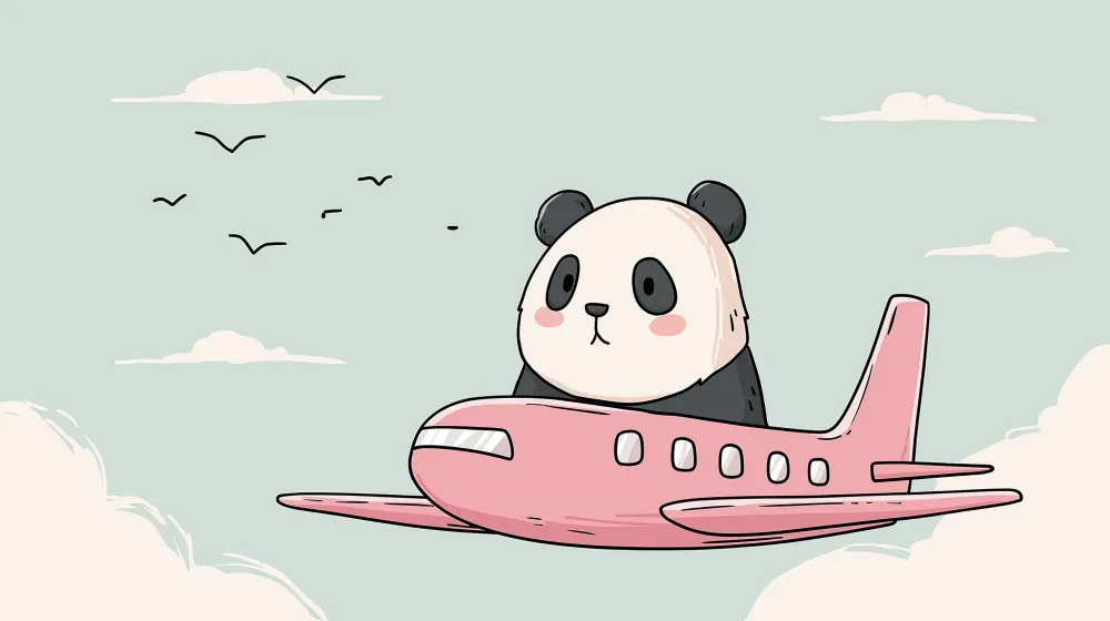 Papel de parede crianç | Panda viajante de avião