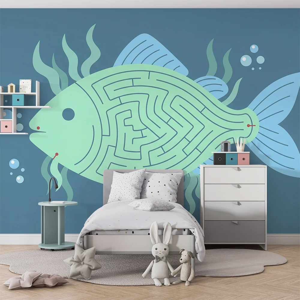 Papel de parede crianç | Peixe labiríntico subaquático com bolhas de água