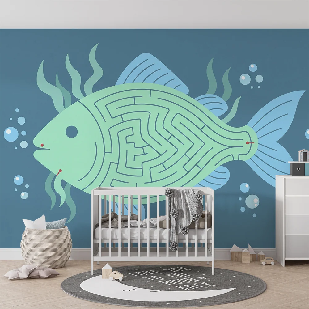 Papel de parede crianç | Peixe labiríntico subaquático com bolhas de água