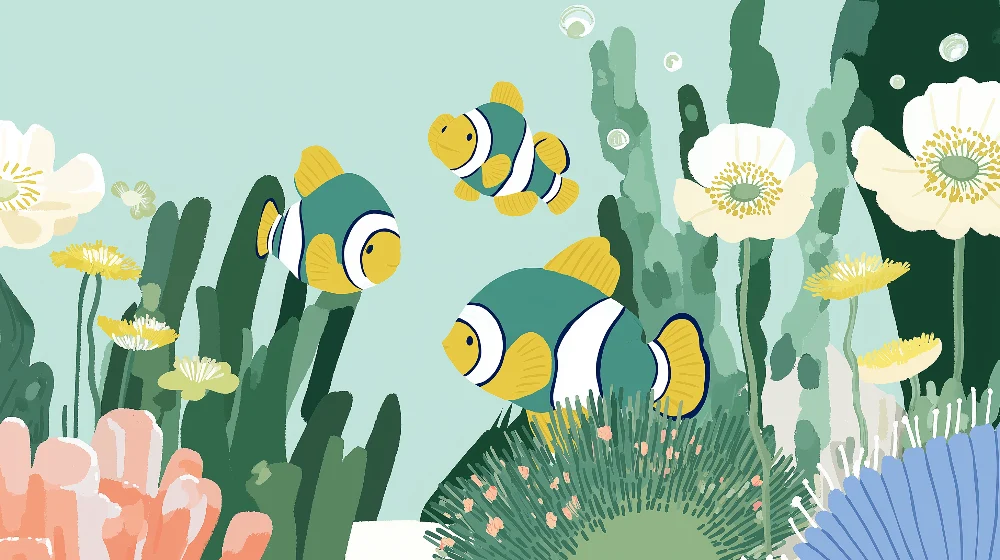Papel de parede crianç | Peixes coloridos e corais submarinos