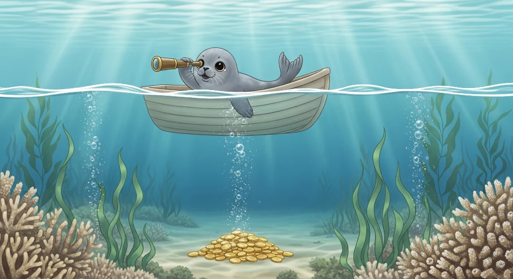 Papel de parede crianç | Pequena foca aventureira submarina