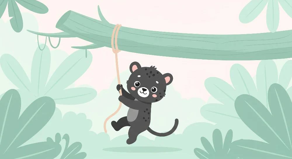 Papel de parede crianç | Pequena jaguar travessa na selva