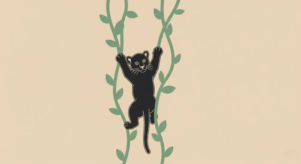 Papel de parede crianç | Pequena pantera travessa na selva