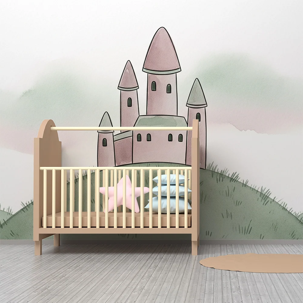 Papel de parede crianç | Pequeno castelo pastel