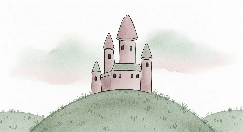 Papel de parede crianç | Pequeno castelo pastel