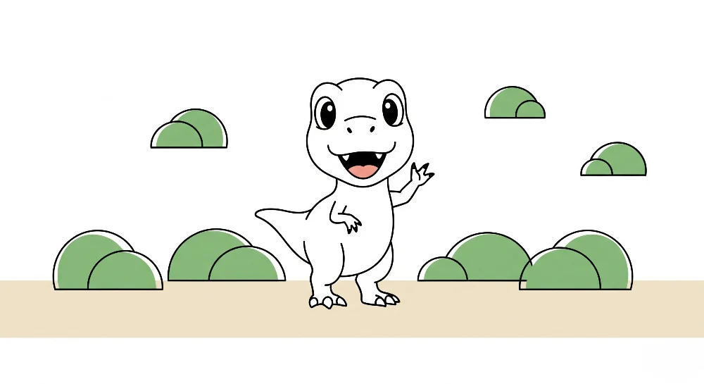 Papel de parede crianç | Pequeno dinossauro divertido num cenário lúdico