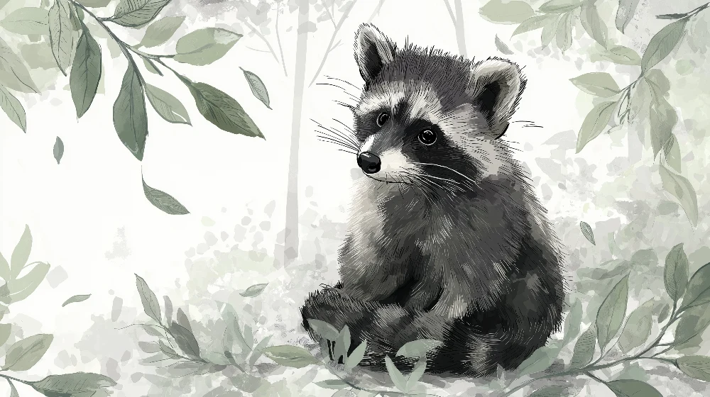 Papel de parede crianç | Pequeno guaxinim na floresta