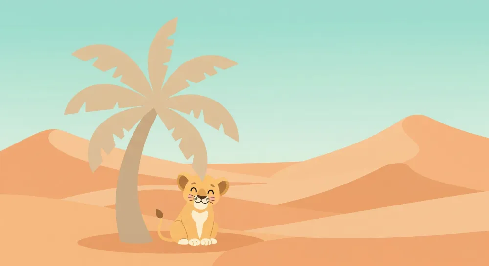 Papel de parede crianç | Pequeno leão no deserto