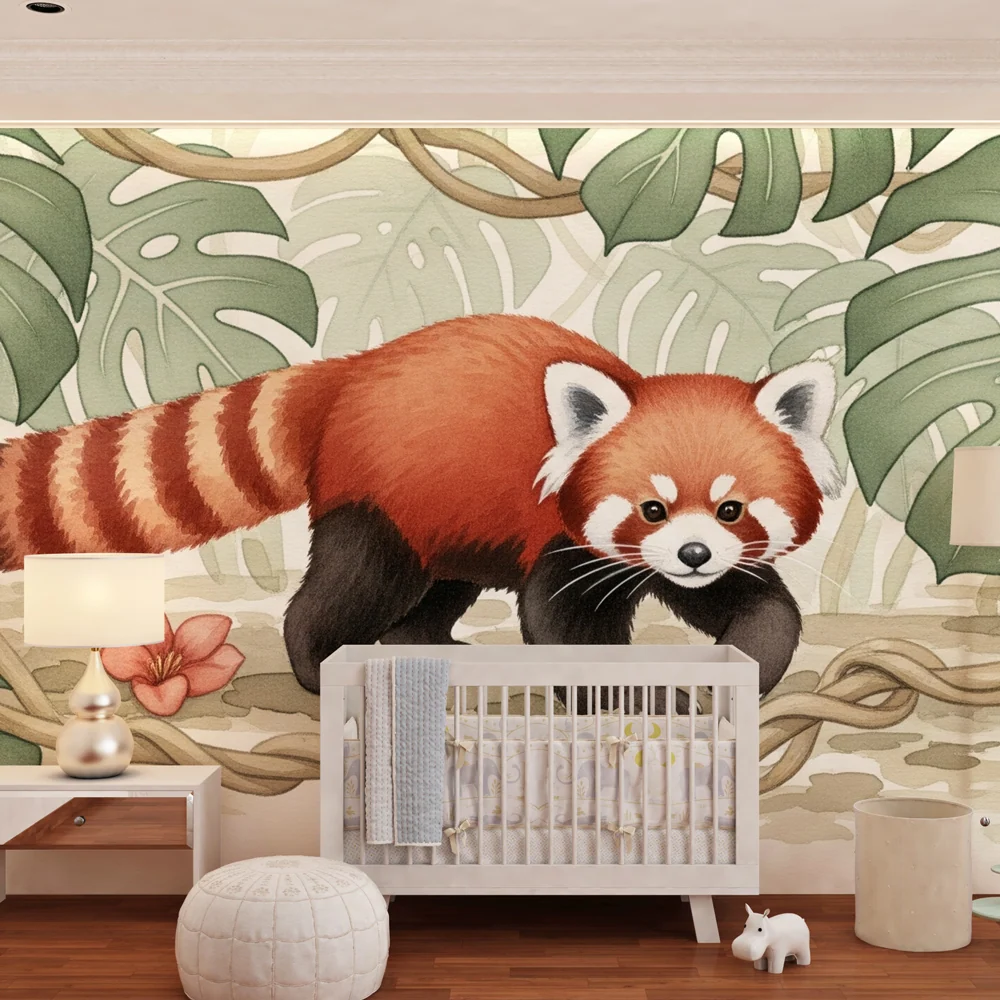 Papel de parede crianç | Pequeno panda vermelho na selva