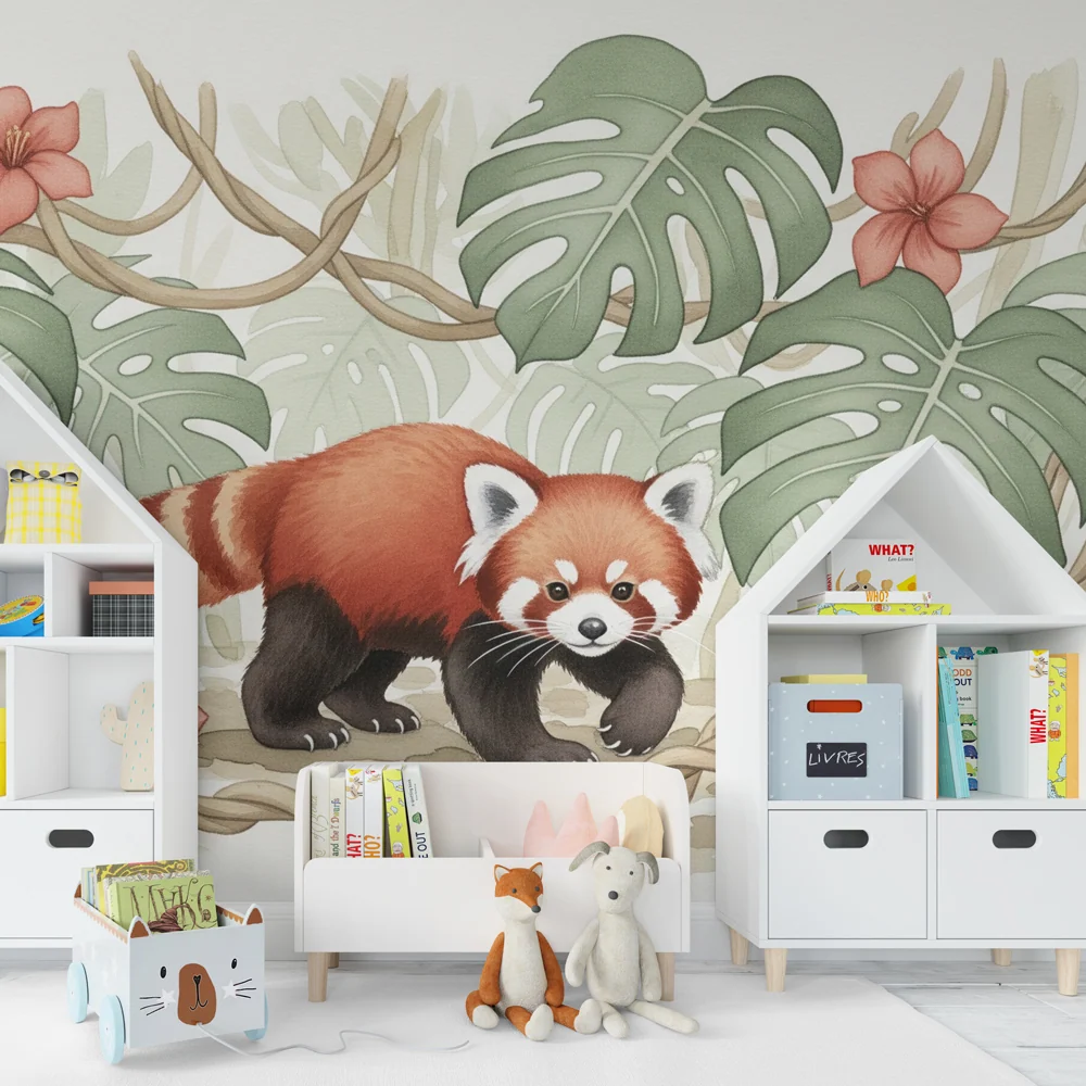 Papel de parede crianç | Pequeno panda vermelho na selva
