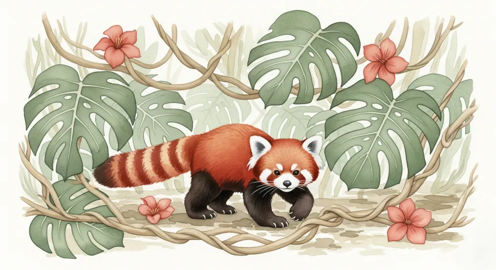 Papel de parede crianç | Pequeno panda vermelho na selva
