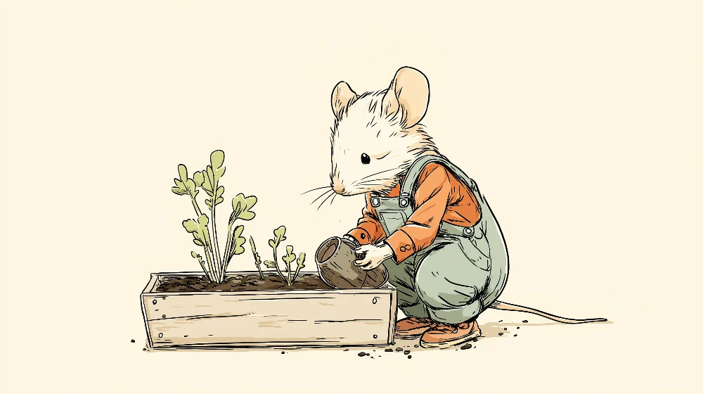 Papel de parede crianç | Pequeno rato jardineiro com as suas plantas