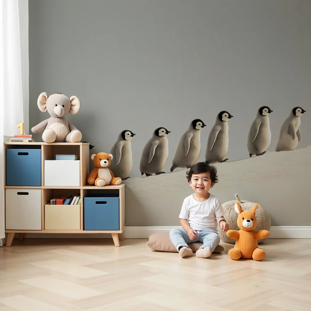 Papel de parede crianç | Pequenos pinguins na banquisa