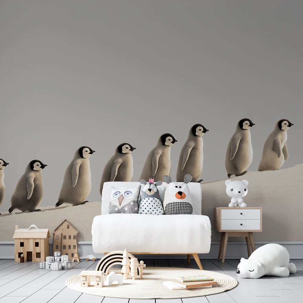 Papel de parede crianç | Pequenos pinguins na banquisa
