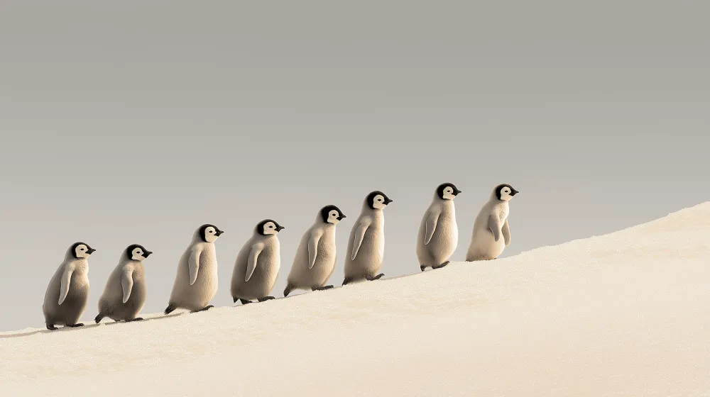 Papel de parede crianç | Pequenos pinguins na banquisa