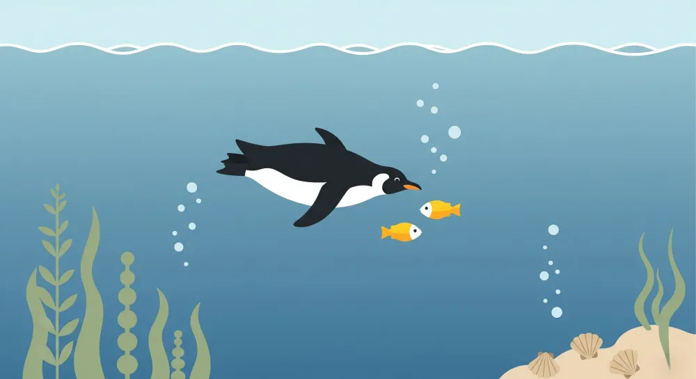 Papel de parede crianç | Pinguim aventureiro sob os mares