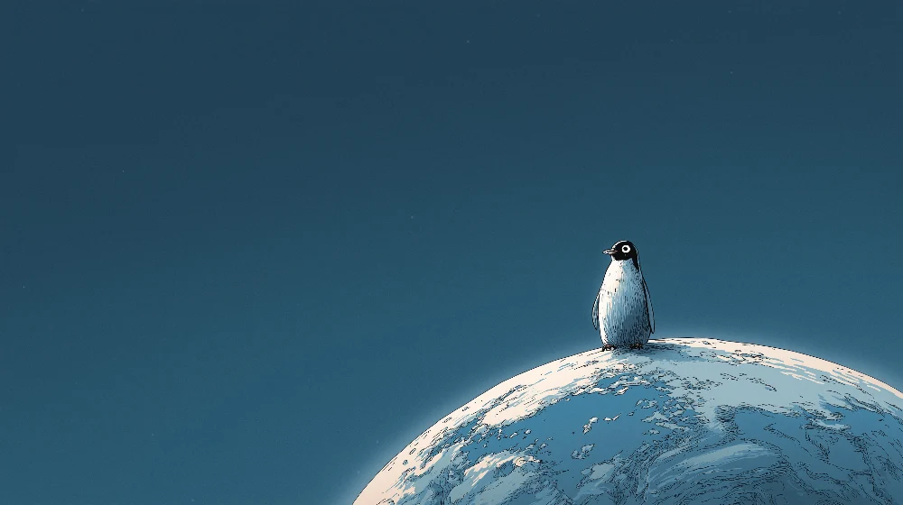 Papel de parede crianç | Pinguim explorador no planeta azul