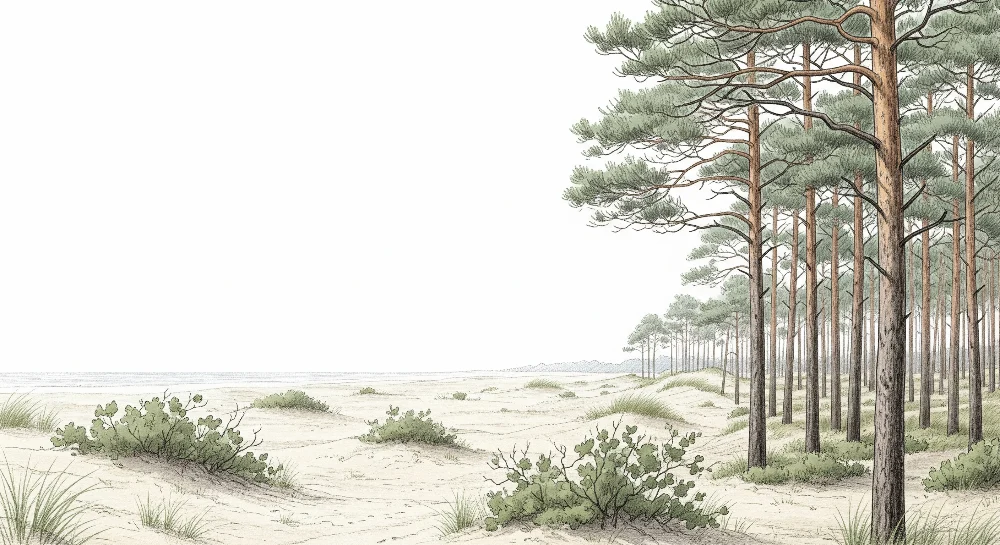 Papel de parede crianç | Pinhal e dunas de areia tranquilizantes