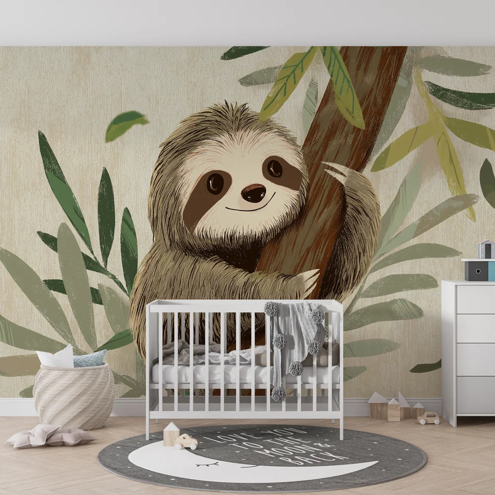 Papel de parede crianç | Preguiç adorável na selva