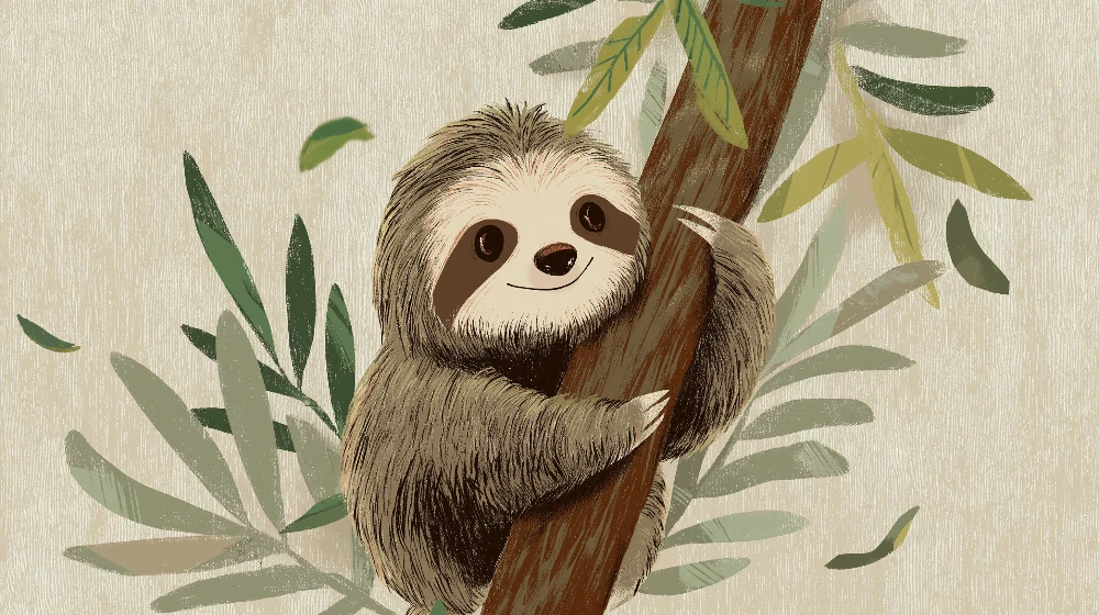 Papel de parede crianç | Preguiç adorável na selva