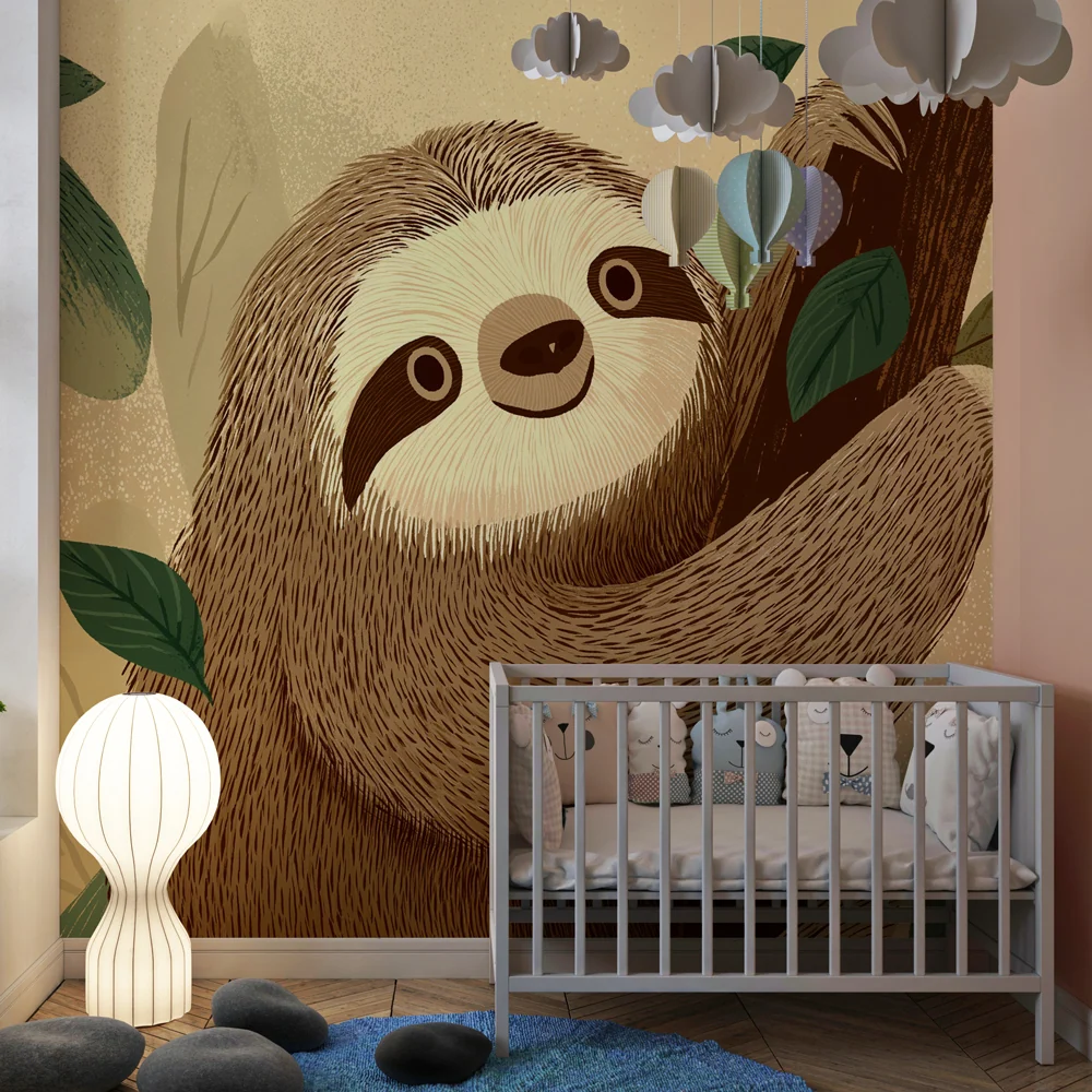 Papel de parede crianç | Preguiç adorável na selva